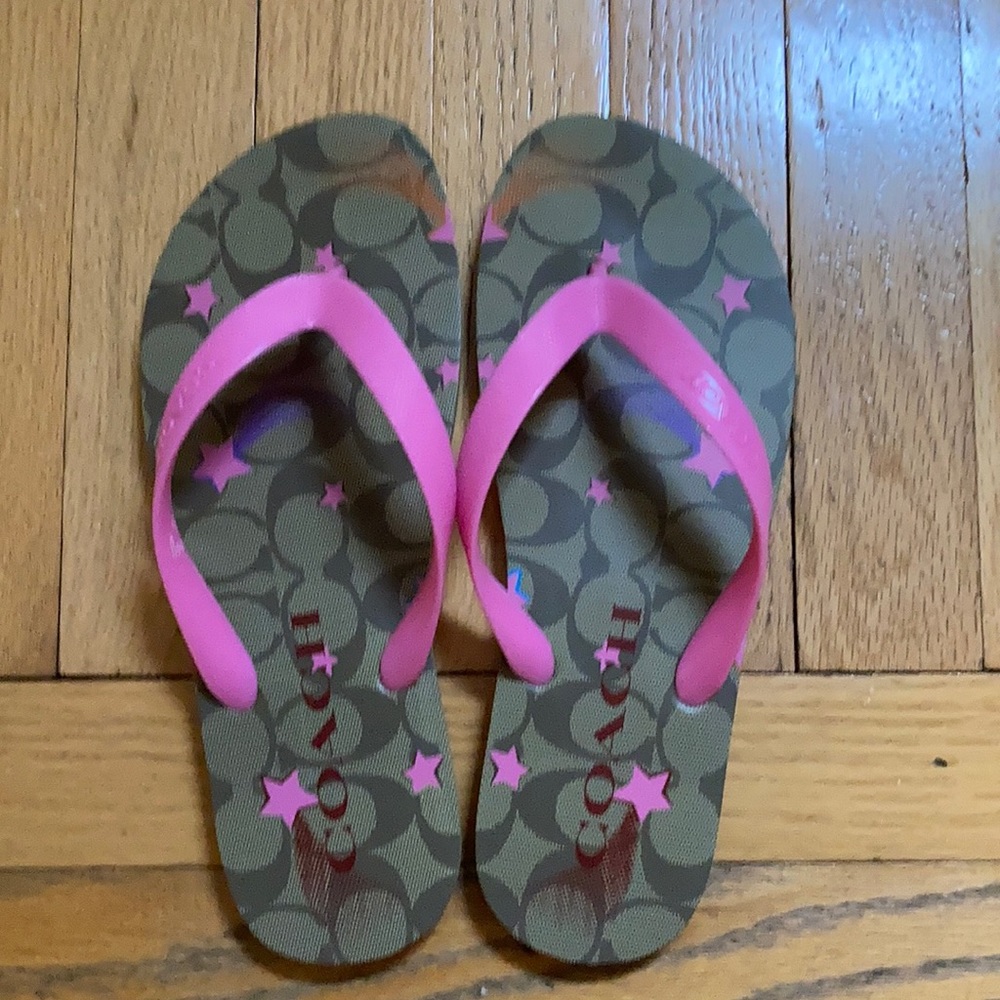 Coach Pink stars Flip Flop nwt size 8